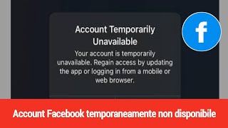 risolvere il problema dell'account Facebook temporaneamente non disponibile |