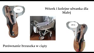 Porównanie ciążowego brzuszka, wózek, ubranka, 18-24 tydzień ciąży