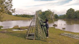 MEMBUAT SHELTER INDIANA DENGAN BAHAN YANG SANGAT MINIM DI TEPI DANAU