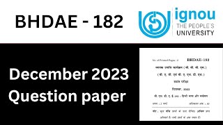 IGNOU BHDAE 182 previous year question paper| IGNOU BHDAE 182 important questions