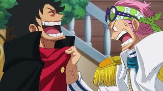 Luffy's reaction after Koby becomes an Admiral replacing Kizaru - One Piece