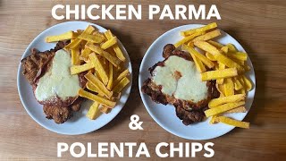 Chicken Parma with Crispy Polenta Chips