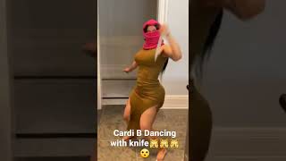 🙀🙀😮First Time A Celebrity (Cardi B) dancing with Knife #short #cardib