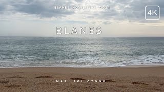 España, Costa Brava, Blanes. Vive el relax del mar en otoño, octubre 2024. 4K.