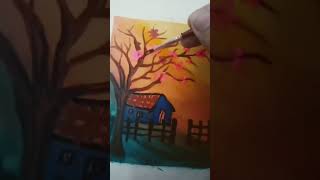 watercolor sunset 🌇 painting 🎨 #viral #youtubeshorts #shorts #drawing #painting