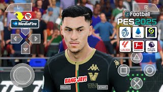 eFootball PES 2025 PPSSPP Update Club Transfer Real Face & Kits Camera PS5 Best Graphics