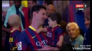 Davi lucca filho do neymar e thiago filho do messi on Camp Nou 2013