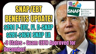 SOCIAL SECURITY & SNAP/EBT UPDATE: NEW $391 P-EBT, (+2 STATES) & DECEMBER SNAP EA (+4 STATES)!