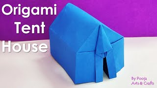 Easy paper tent house | Origami tent house tutorial| Easy paper tent house for school activity | DIY