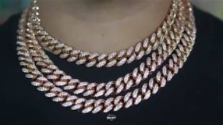 12mm Rose Gold Cuban Link Chain - Iced Out Jewelry - SKRT