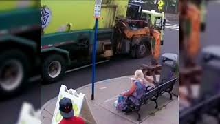 Heart Stopping Moment with a Speeding Garbage Truck! Action crash