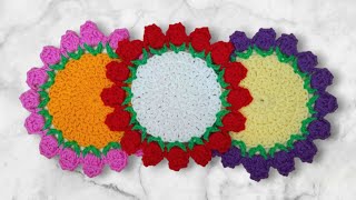 [How to] [Crochet] [Flower] [Coaster] | [Easy] [Tutorial] [Crochet Coaster]