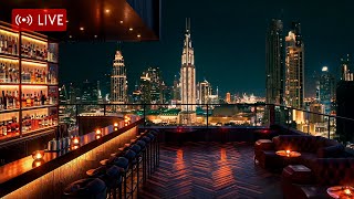 Ethereal Jazz for Relax, Study & Focus Work on the Rooftop | Nighttime Cityscape & Rooftop Ambience