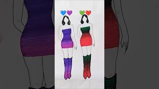 Bff 💙💜 vs 💚❤️ || #shorts #art