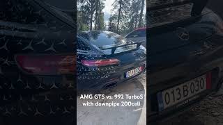 AMG GTS W190 Stock Exhaust vs 992 TURBOS with Downpipe 200 cell sport Cat