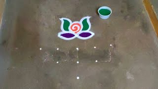 Aadi madham colour kolam designs|5 dots aadivelli kolam|color rangoli designs|aadi18 kolam|poo kolam