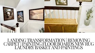 Stairs and Landing Transformation|removing carpet painting floor boards|art work/ Ornate Frames