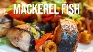 Fried mackerel fish with vegetables