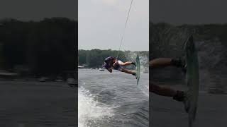 AMERICA FLIP FAIL!! Check out the new video for more! #shorts #wake #wakeboarding #boat #falls #fail