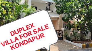 ID #JV579 // DUPLEX VILLA FOR SALE// KONDAPUR// HITECH CITY// HYDERABAD// 313 SQRYDS// NORTH