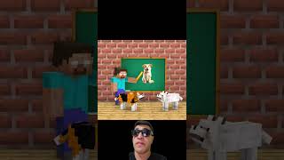 Singing Challenge with Dogs and Steve #minecraft #minecraftanimation reaction