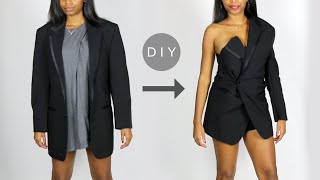 DIY One Sleeve Blazer Dress for $10 (Easy Sewing!)