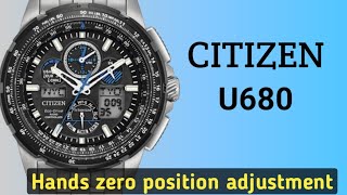 Citizen U680 - Hands zero position adjustment tutorial (analog & digital time sync)