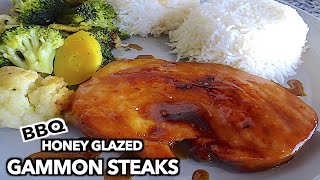 BBQ HONEY GLAZED GAMMON STEAKS RECIPE | Keshia Justina