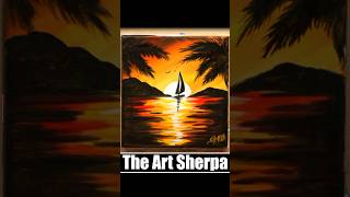 Easy sunset ocean boat painting step by step acrylic painting #painting #art #theartsherpa