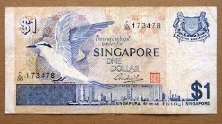 1 Singapore Dollar Banknote (One Dollar Singapore: 1976) Obverse & Reverse