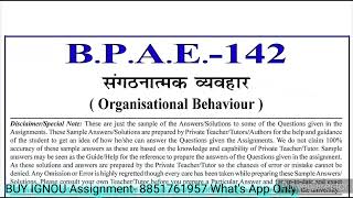 BPAE 142 Solved Assignment 2023-2024 | BPAE 142 Solved Assignment 2023-2024 In Hindi | BPAE 142 BAG