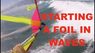 Waterstarting a Windfoil in Reef Waves at Kanaha, Maui Hawaii