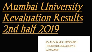 Mumbai University Revaluation Results 2nd half 2019