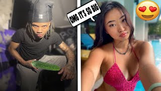 CUCUMBER PRANK ON BADDIES!! 😍🥒 (MONKEY APP)