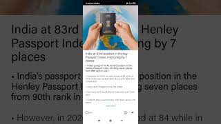 India's passport climbs seven positions to 83