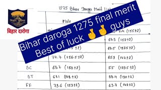 Bihar daroga 1275 final merit and cut off।। Best of luck 🤞🤞