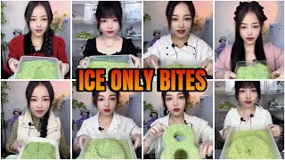 EATING FORM FROZEN ICE WITH HEAVY MATCHA POWDER ONLY BITES ASMR