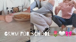 GRWM for school 🌷🤍🎀📚