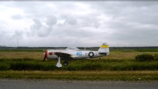 Посадки авиамодели dynam  Р 47 D thunderbolt  с закрылками