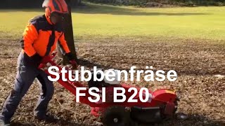 Wurzelstockfräsen mit Stubbenfräse FSI B20 am Golfplatz