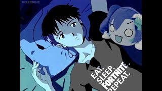 Shinji listening to his favourite μ'sic