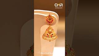 Ruby and Emerald Jhumkas with Pearl Hanging #cmrjewellery #goldjewellery #goldjhumkas #gold