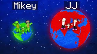 Mikey Family TINY Planet vs JJ Family GIANT Planet Survival Battle in Minecraft (Maizen)