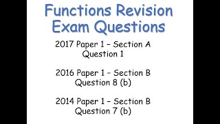 LCHL - Functions Revision - Exam Questions