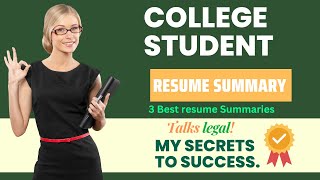 College Students Resume Summary II How To Write Professional Resume - 3 Best Resume Summaries