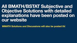 BMATH/BSTAT 2020 All Objective and Subjective Solutions Posted