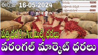 TODAY(16/05/2024 )#WARANGAL MARKET🌶️🌶️CHILLIES RATES*#వరంగల్ మార్కెట్ అన్ని పంటల ధరలు