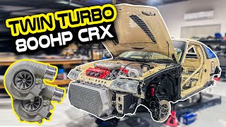 Installing Two HUGE Turbos in the J35 Swapped CRX - Building a Boosted Honda for SEMA