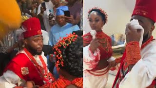 Davido Shade Tears for Chioma as Chioma Father Pray for them at thier Traditional Wedding