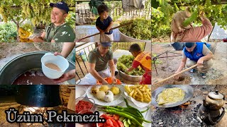 Köy Usulü Üzüm Pekmezi Yaptık🍇 Bir birinden güzel kareler sizlerle 😌 #pekmez #üzüm